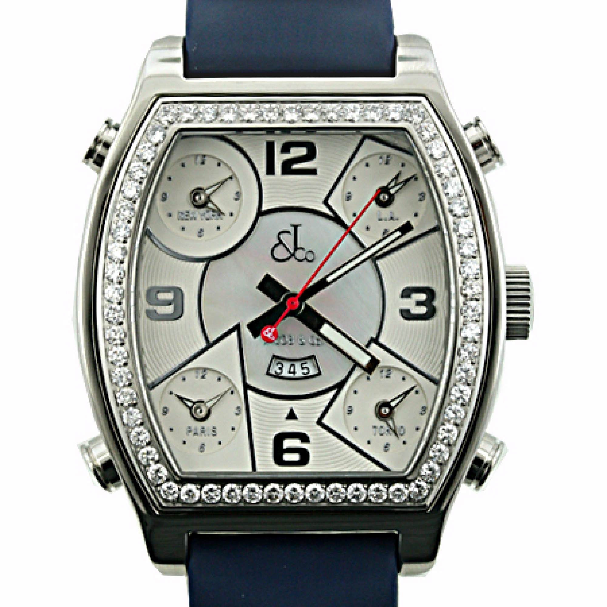 Jacob & Co 5 Time Zone White Face 3.25Ct Diamond Watch,Cheap