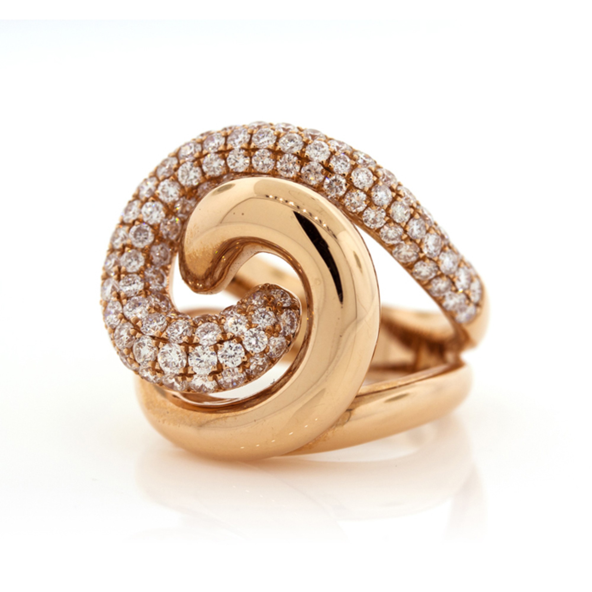 18K Rose & White Gold Polish Diamond Ring For Women - 235-DR1133 in 2.150  Grams