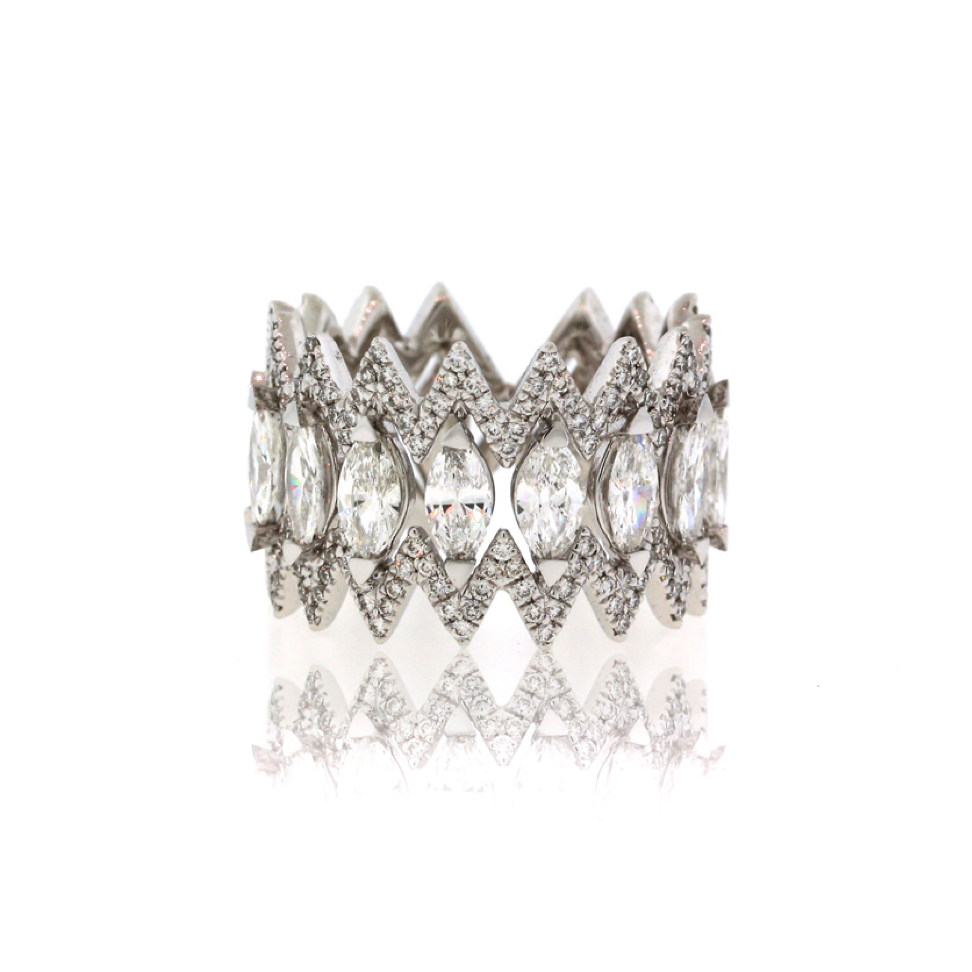 Marquise And Round Diamond Zig Zag Eternity Band Cheap Diamond