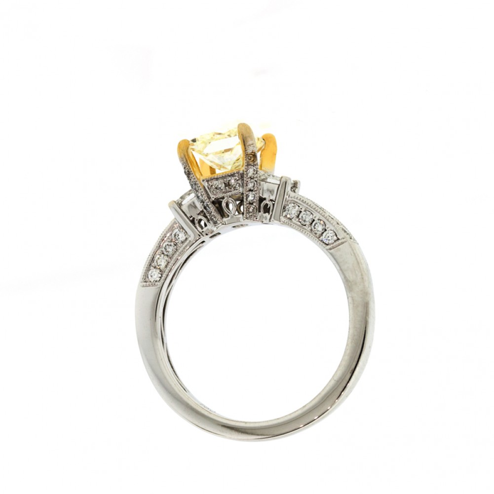 01CT Fancy Yellow Princess Cut Diamond Engagement Ring