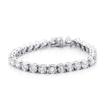 Round Cut Diamond Tennis Bracelet Set in 14K White Gold,Cheap Diamond ...