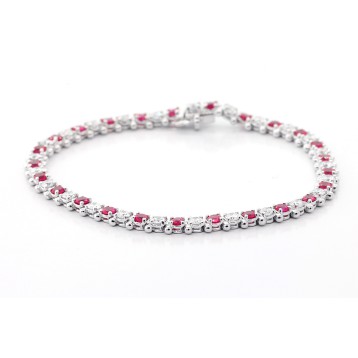 Diamond and Ruby Tennis Bracelete set in 14K White Gold,Cheap Diamond ...