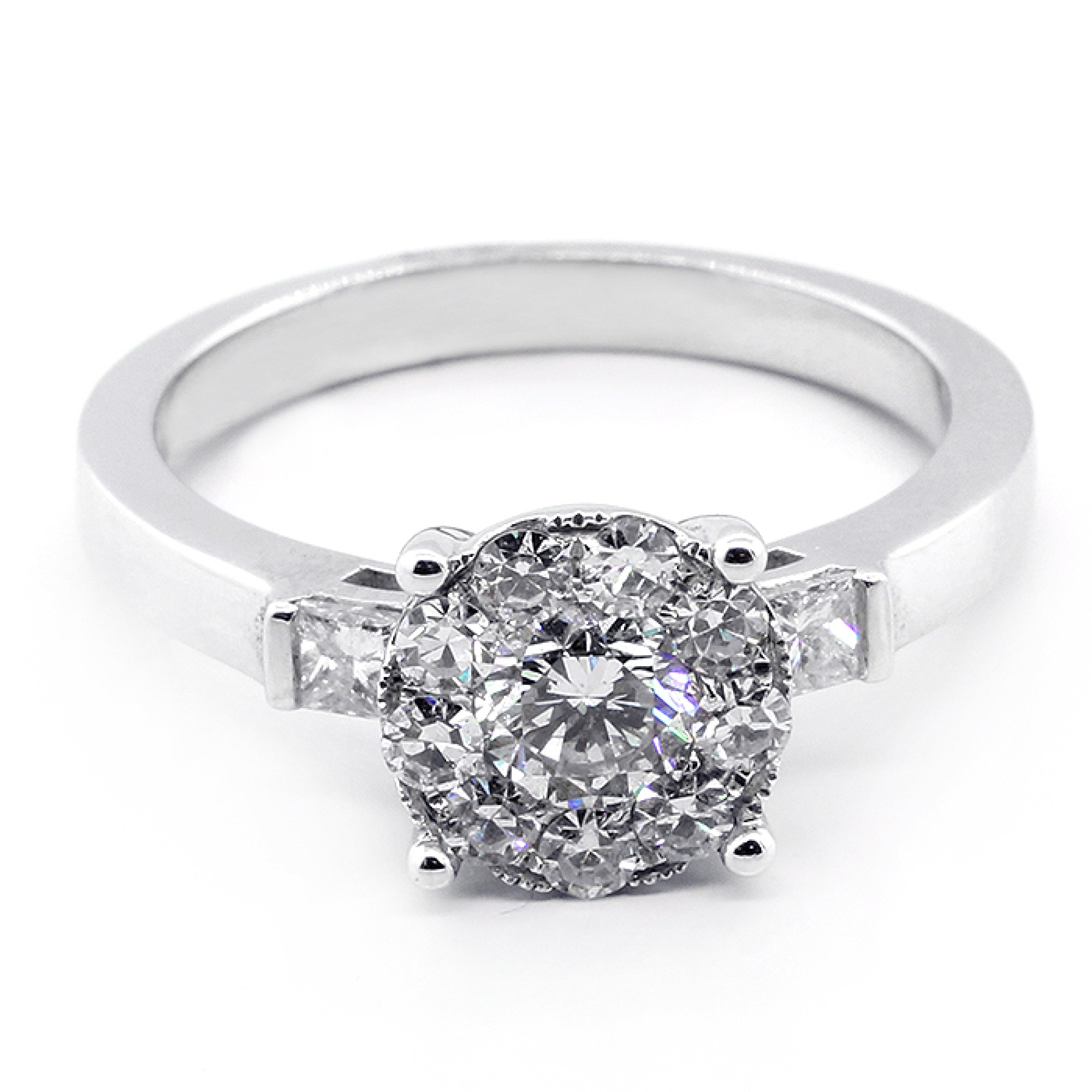 1.12 Ct Round Cut Diamond Engagement Ring set in 18K White gold,Cheap ...